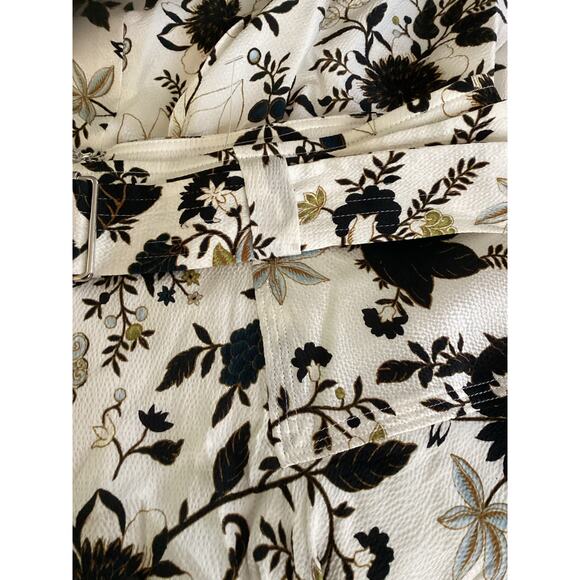 A.L.C. Brien Cream Brown Blue Jacobean Floral Silk Flutter Mini Skirt 8 - Picture 12 of 12